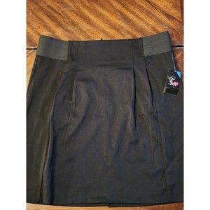 NWT Te Amo Womens Skirt Size 13 Black Stretch  Slim Zip Up Pencil business Y2K